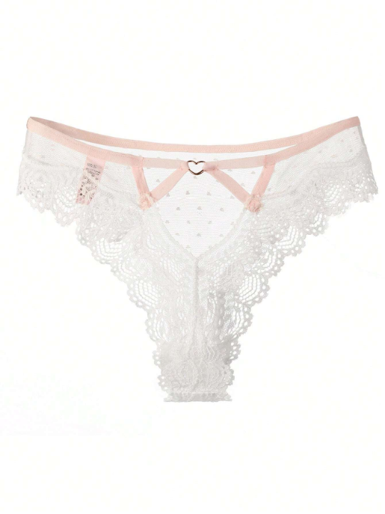 Women's Sexy Lace Hollow Out Decorated Floral Thong Panty