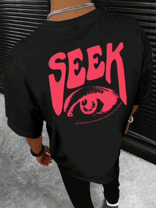 Manfinity Homme Men Eye & Slogan Graphic Tee