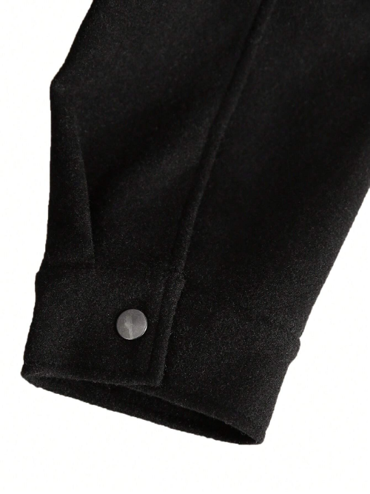 Manfinity Men Flap Pocket Button Front Overcoat