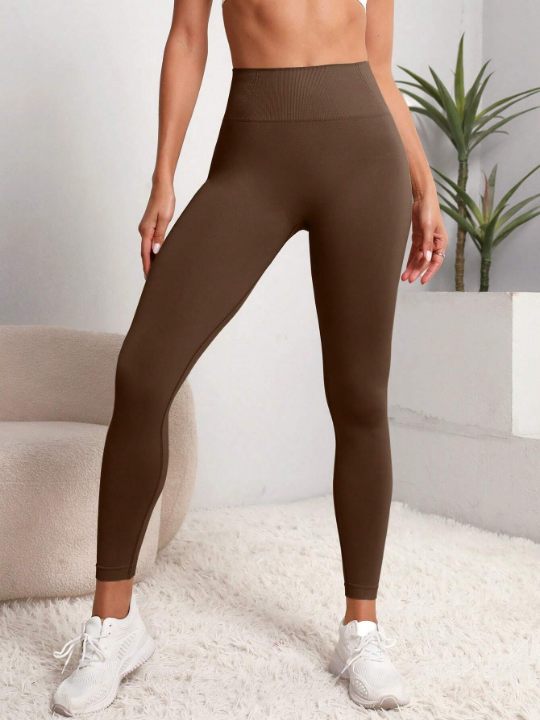 Yoga Basic Solid Tummy Control Sports Leggings