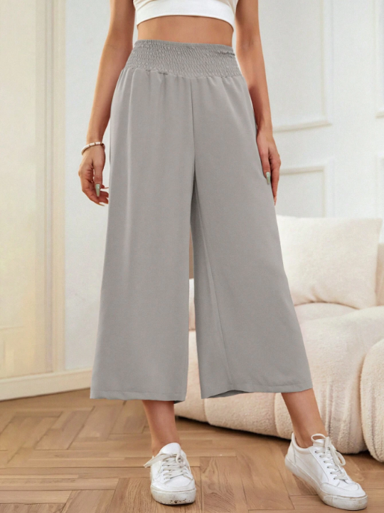 LUNE Solid Wide Leg Capris Wide Leg Pants