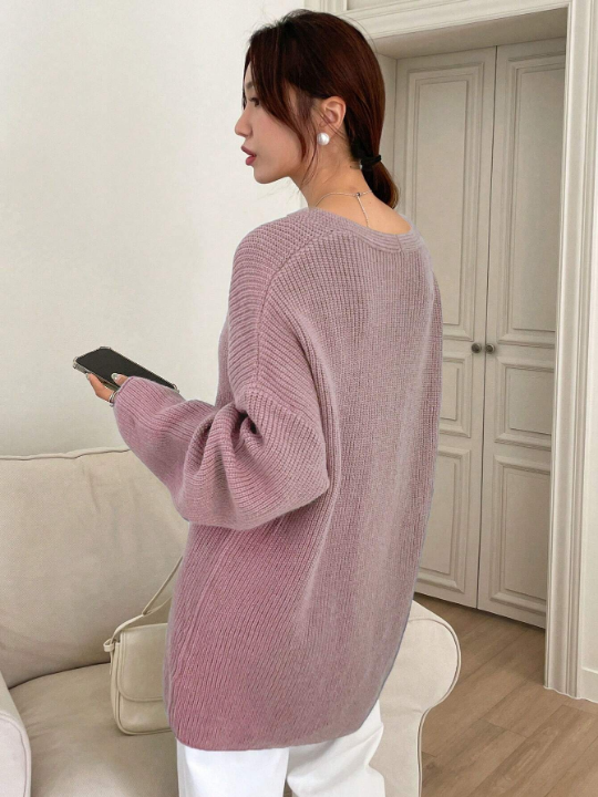 DAZY Drop Shoulder Ribbed Knit Sweater