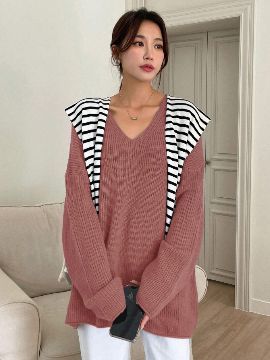 DAZY Solid Drop Shoulder Sweater