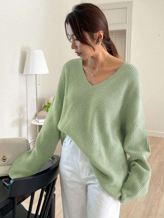 DAZY Ribbed Knit Drop Shoulder Sweater