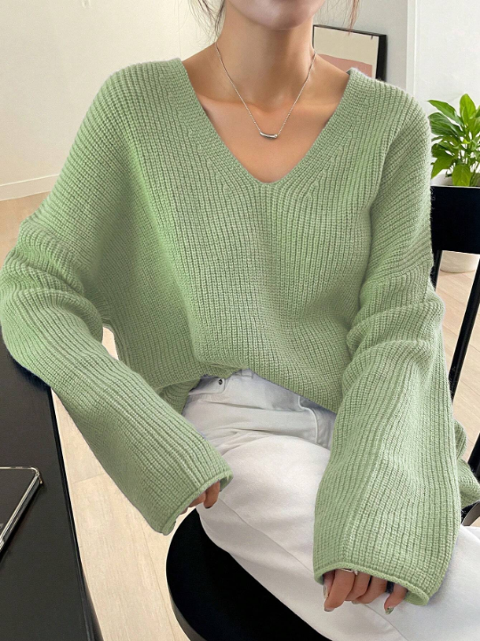 DAZY Ribbed Knit Drop Shoulder Sweater