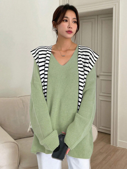 DAZY Ribbed Knit Drop Shoulder Sweater