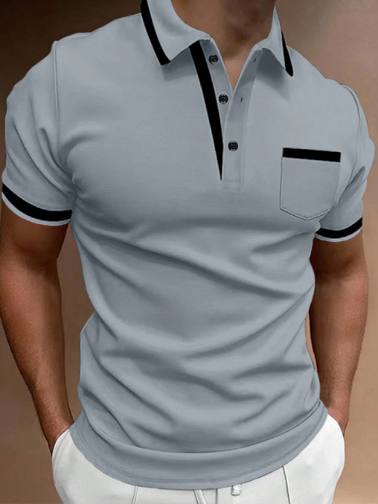 Manfinity Mode Men Contrast Trim Polo Shirt