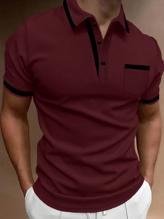 Manfinity Mode Men Contrast Trim Polo Shirt