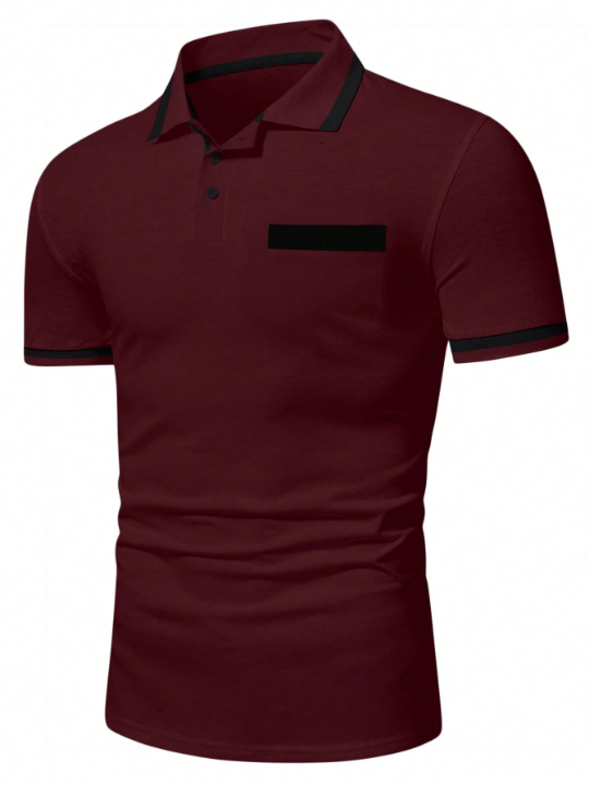 Manfinity Mode Men Contrast Trim Polo Shirt