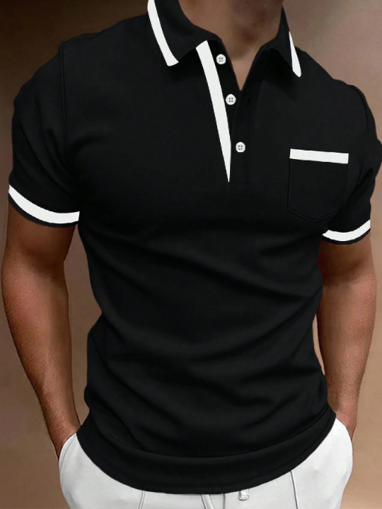 Manfinity Mode Men Contrast Trim Polo Shirt