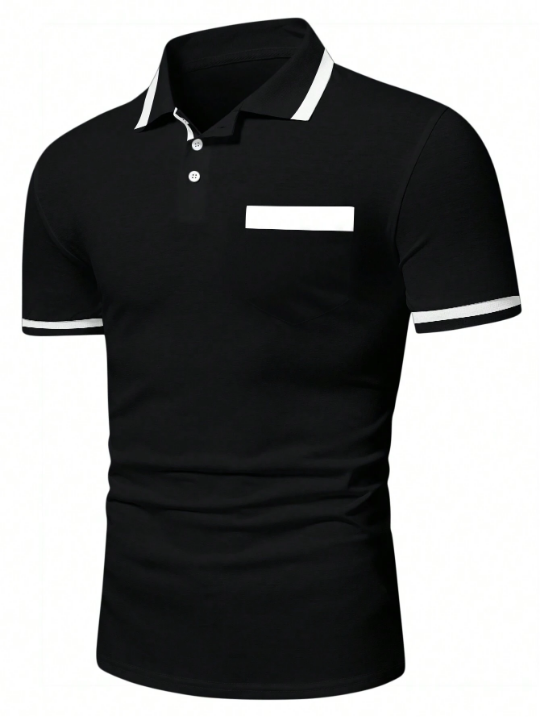 Manfinity Mode Men Contrast Trim Polo Shirt