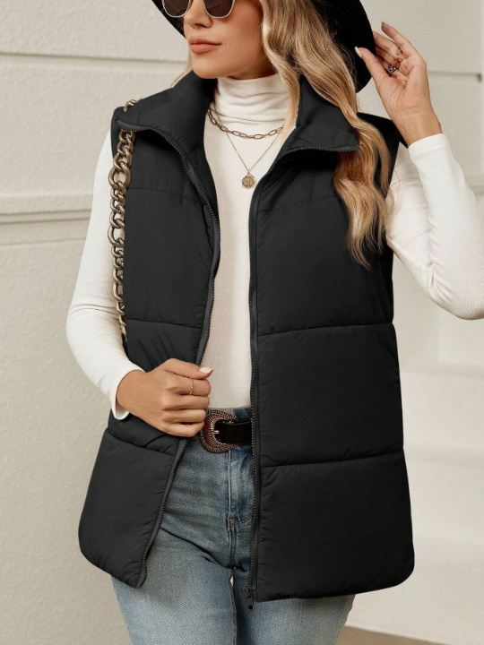 LUNE Zip Up Sleeveless Puffer Vest Coat