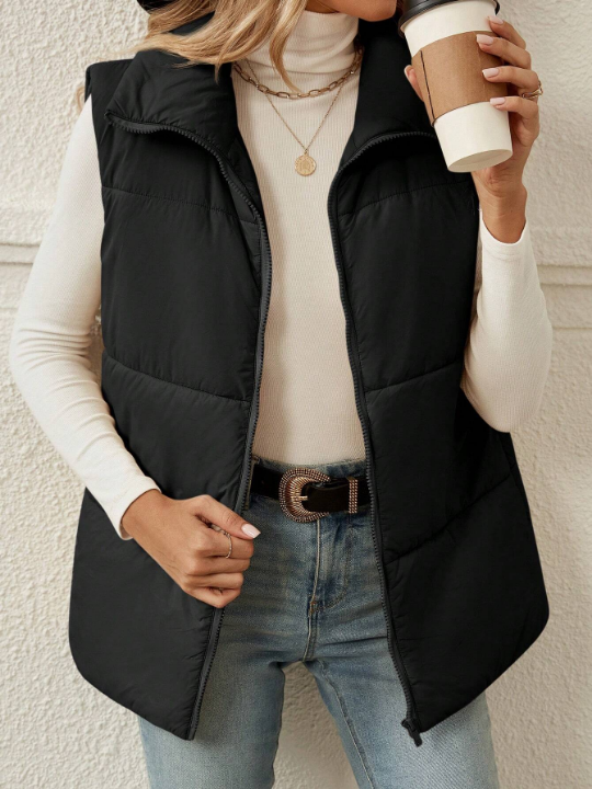 LUNE Zip Up Sleeveless Puffer Vest Coat