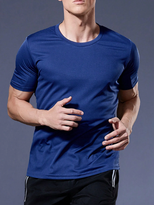 Loose Fit Short Sleeve Athletic Top For Men, Ideal For Fitness, Soccer, Basketball, Training And Running Gym Clothes Men Basic T Shirt