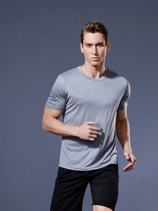 Men's Loose Fitness Gym Training Short Sleeve Sportswear For Soccer, Basketball, Running Gym Clothes Men Basic T Shirt