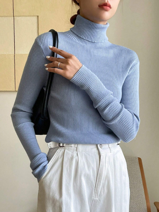 DAZY Ribbed Knit Turtleneck Sweater