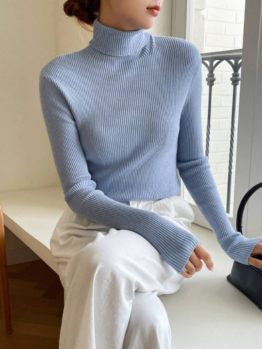 DAZY Ribbed Knit Turtleneck Sweater