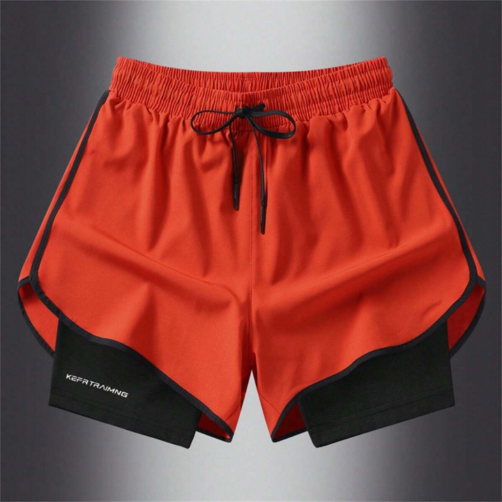 Summer Running Shorts With Quick-Dry And Detachable Inner Lining, Training 3/4 Pants For Men Gym Fitness Brown Shorts