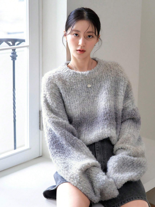 Dazy-Less Ombre Drop Shoulder Oversized Sweater