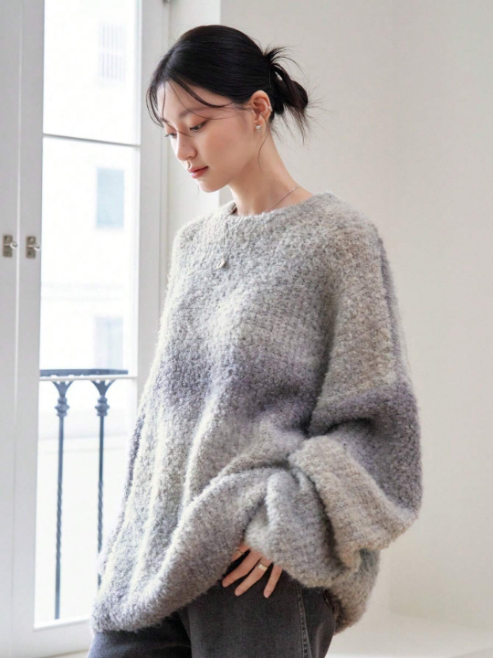 Dazy-Less Ombre Drop Shoulder Oversized Sweater