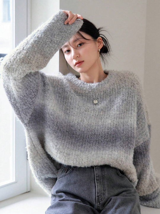 Dazy-Less Ombre Drop Shoulder Oversized Sweater