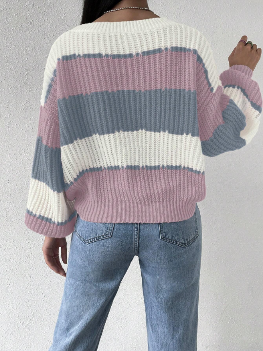 Essnce Color Block Drop Shoulder Sweater