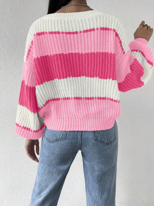 Essnce Color Block Drop Shoulder Sweater