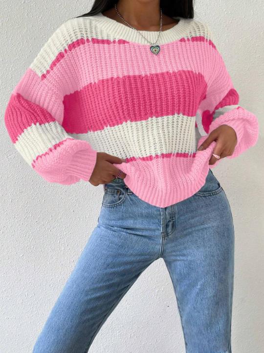 Essnce Color Block Drop Shoulder Sweater