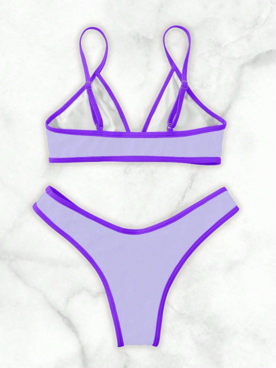 Contrast Binding Bikini Swimsuit