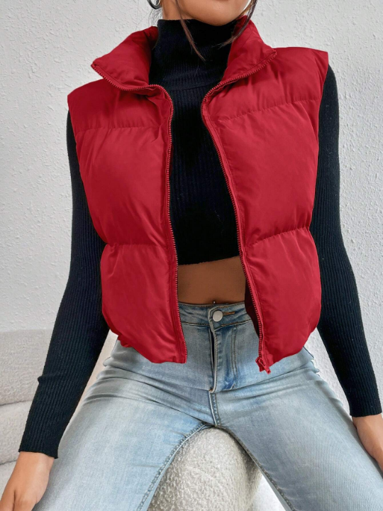 EZwear Zip Up Sleeveless Puffer Coat Without Sweater