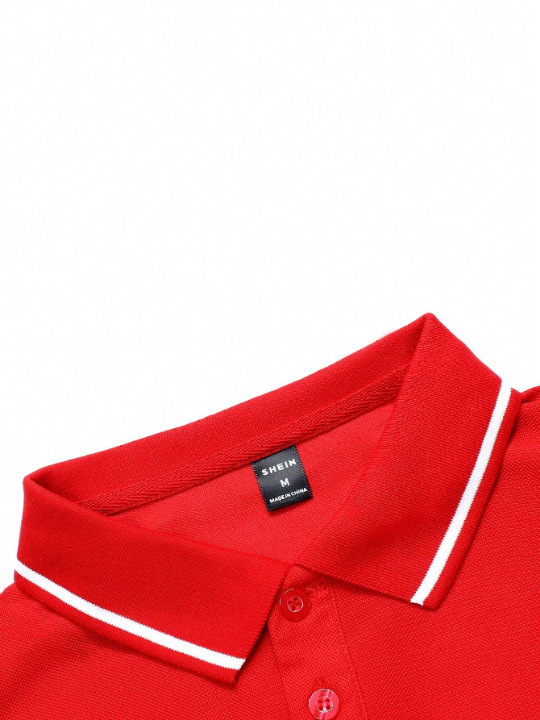 Manfinity Homme Men Contrast Trim Polo Shirt