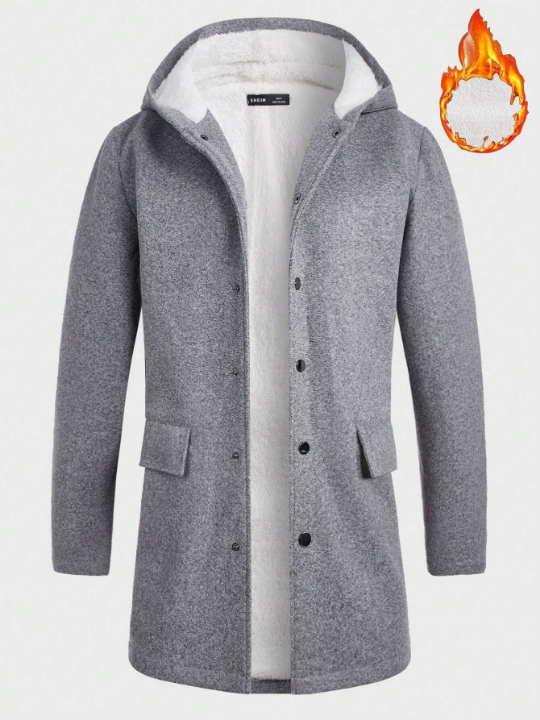 Manfinity Homme Loose Fit Men's Hooded Overcoat With Flap Details