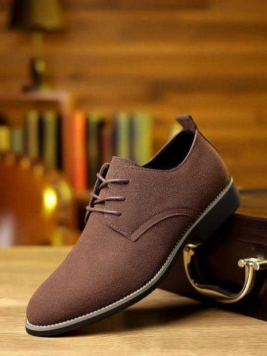 Men's Suede Casual Flat Shoes, Multicolor Leather Shoes, Fashionable & Trendy, Plus Size