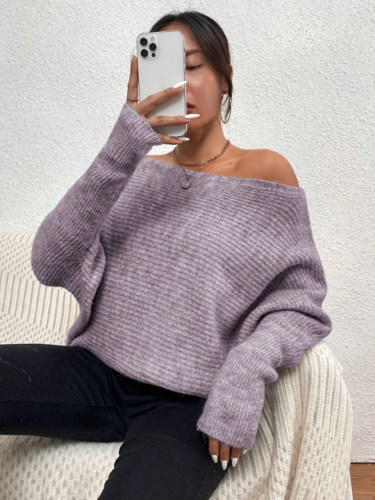 Essnce Off Shoulder Batwing Sleeve Sweater