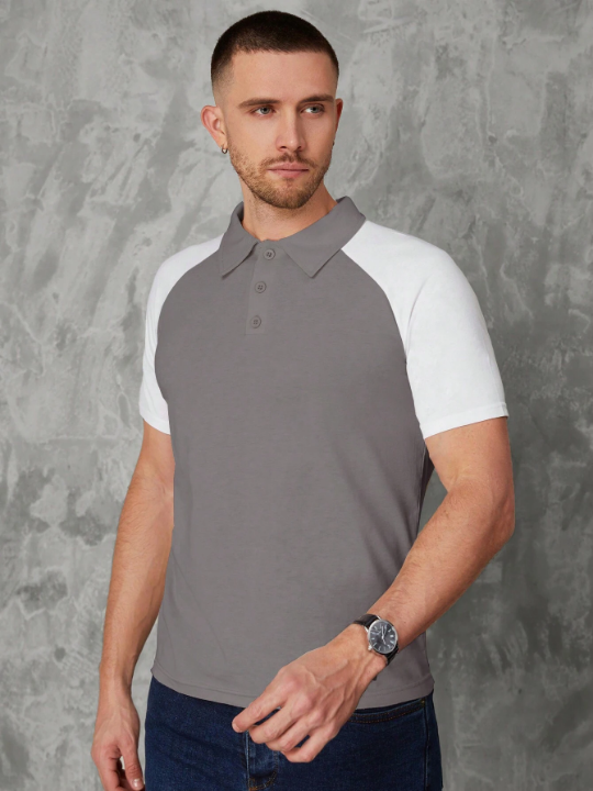 Manfinity Sporsity Men Two Tone Raglan Sleeve Polo Shirt