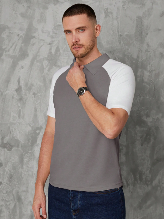 Manfinity Sporsity Men Two Tone Raglan Sleeve Polo Shirt