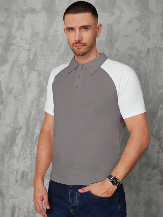 Manfinity Sporsity Men Two Tone Raglan Sleeve Polo Shirt