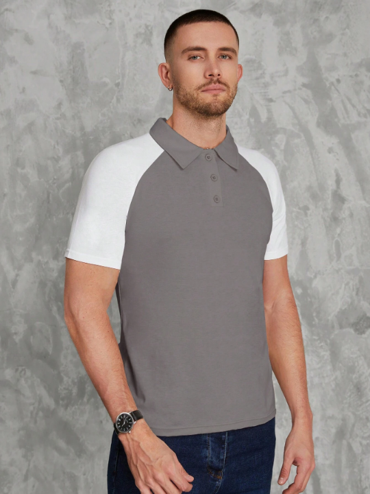 Manfinity Sporsity Men Two Tone Raglan Sleeve Polo Shirt