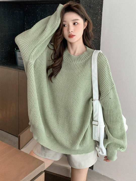 DAZY Solid Drop Shoulder Oversized Sweater