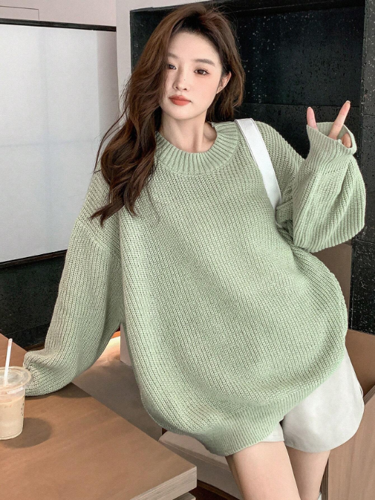 DAZY Solid Drop Shoulder Oversized Sweater