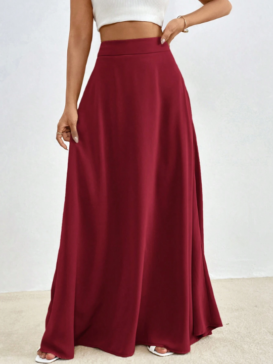 Essnce Solid High Waist Maxi Skirt