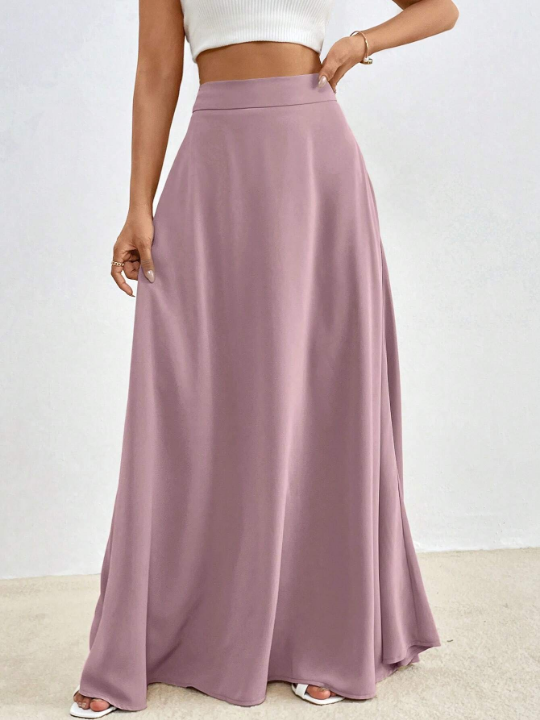 Priv Solid High Waist Maxi Skirt