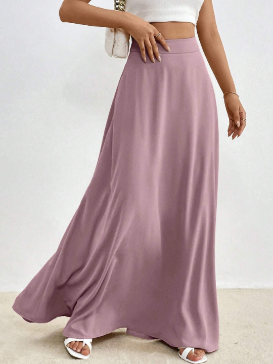 Priv Solid High Waist Maxi Skirt