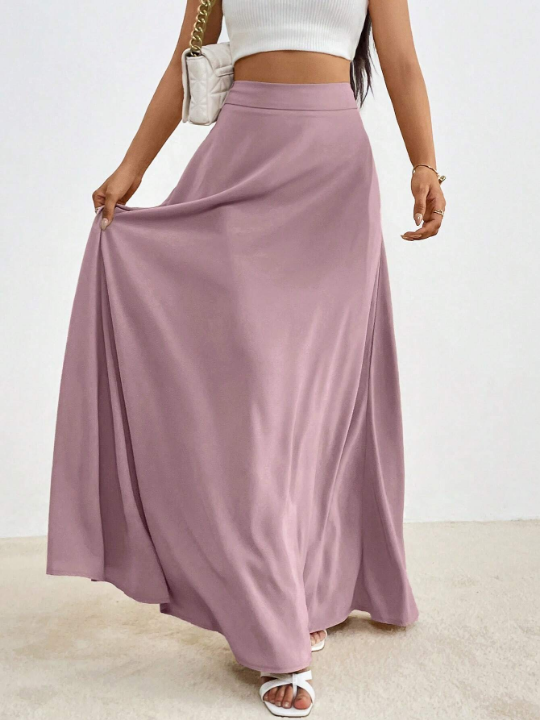 Priv Solid High Waist Maxi Skirt