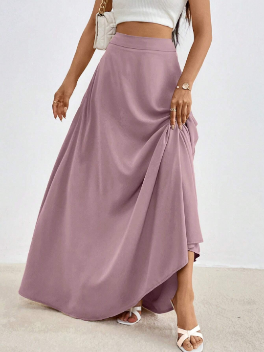 Priv Solid High Waist Maxi Skirt