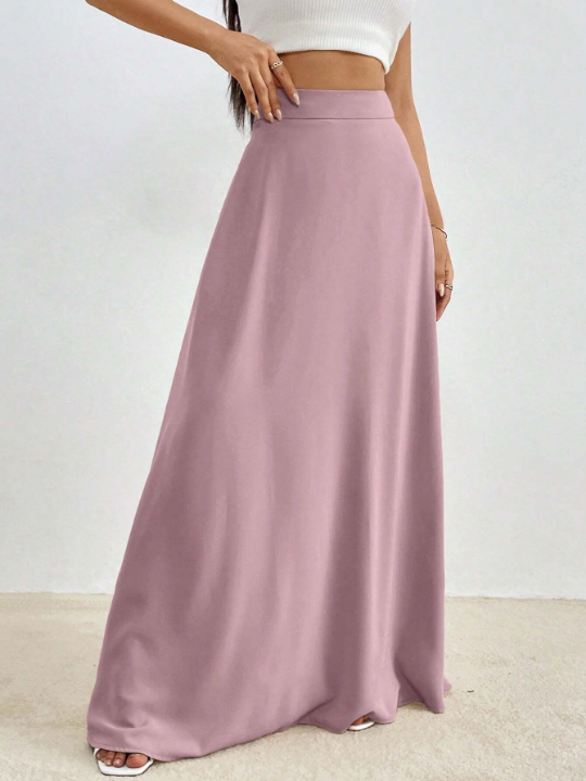 Priv Solid High Waist Maxi Skirt