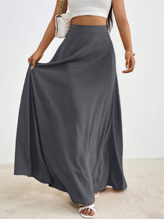 Essnce Solid High Waist Maxi Skirt