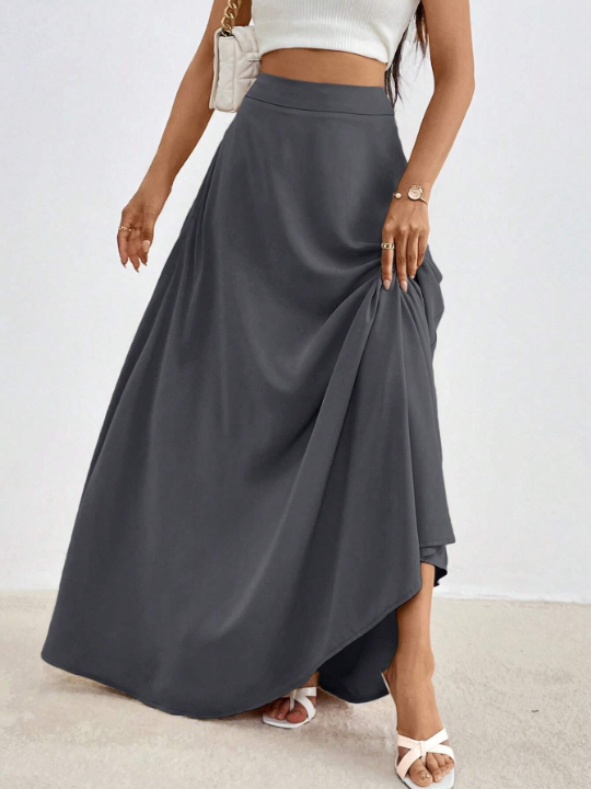 Essnce Solid High Waist Maxi Skirt