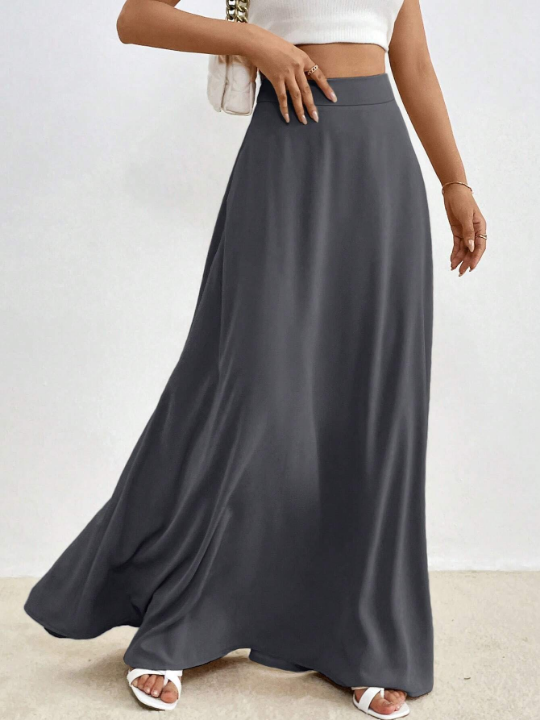 Essnce Solid High Waist Maxi Skirt