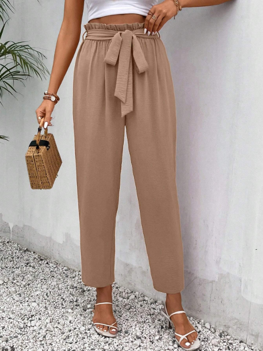 Frenchy Paperbag Waist Belted Pants